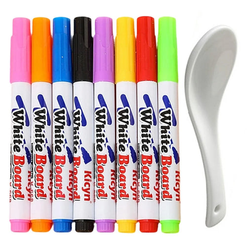 6820 8Pcs Magic Water Art Painting Marker Pen with Ceramic Spoon Set Doodle Toy for Kids - 1