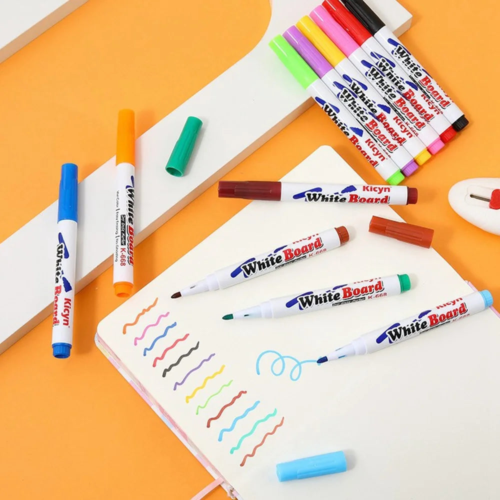 6820 8Pcs Magic Water Art Painting Marker Pen with Ceramic Spoon Set Doodle Toy for Kids - 6