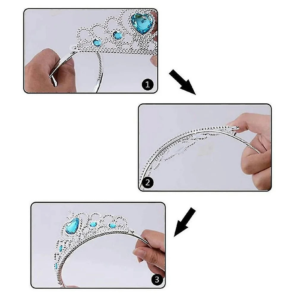 Princess Dress Up Accessories with Crown Gloves Magic Wand Necklace Ring Earrings for Girls Cosplay Party - 3