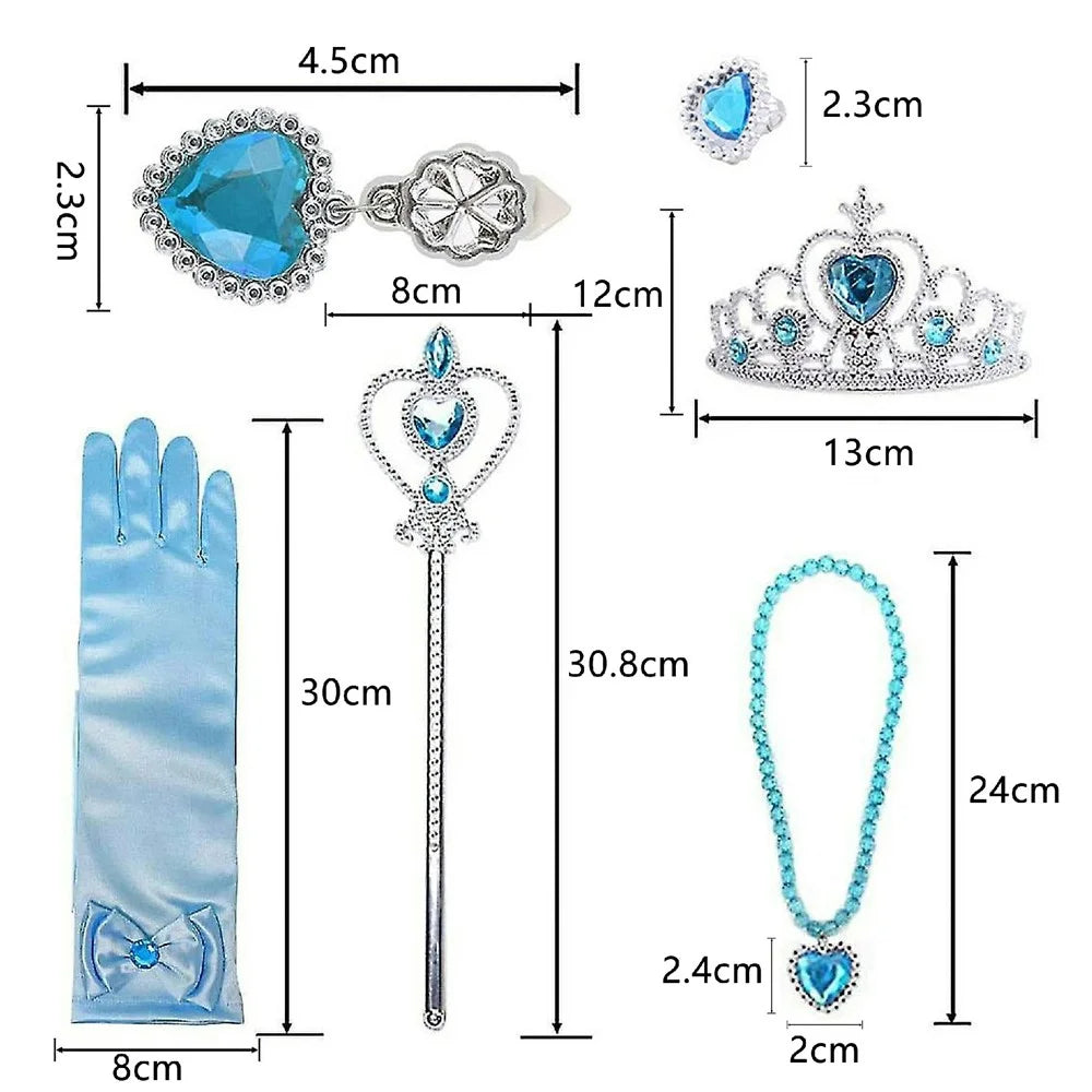 Princess Dress Up Accessories with Crown Gloves Magic Wand Necklace Ring Earrings for Girls Cosplay Party - 4