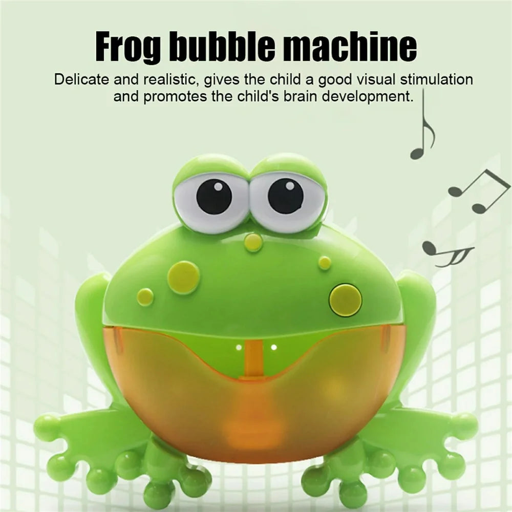 Cartoon Frog Bubble Machine Music Bath Toy with Suction Cups for Baby Toddler Bathtub Play - 3