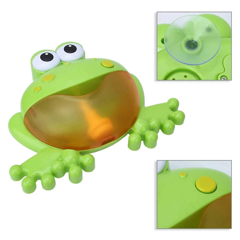 Cartoon Frog Bubble Machine Music Bath Toy with Suction Cups for Baby Toddler Bathtub Play - 7