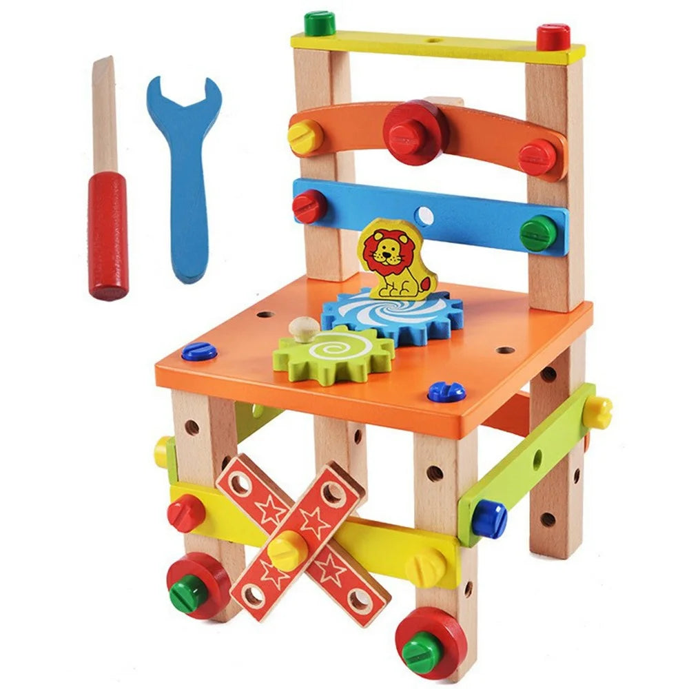 Assembling Wooden Chair STEM Building Toy Set for Kids Kindergarten Learning Toy - Style A - 1
