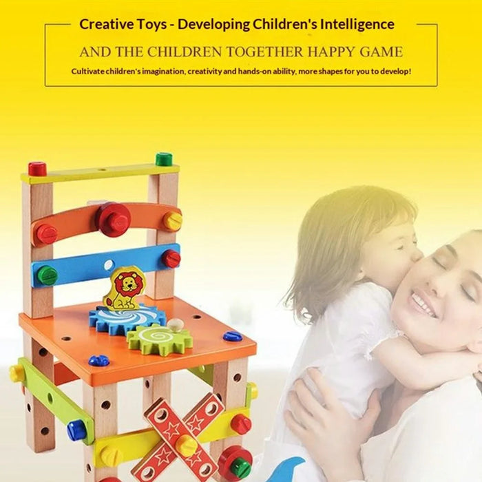 Assembling Wooden Chair STEM Building Toy Set for Kids Kindergarten Learning Toy - Style A - 2