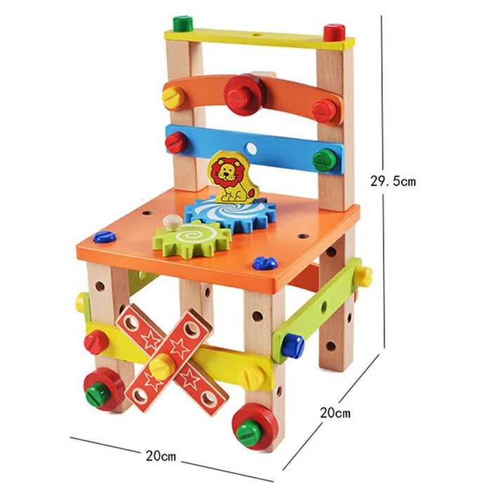 Assembling Wooden Chair STEM Building Toy Set for Kids Kindergarten Learning Toy - Style A - 6