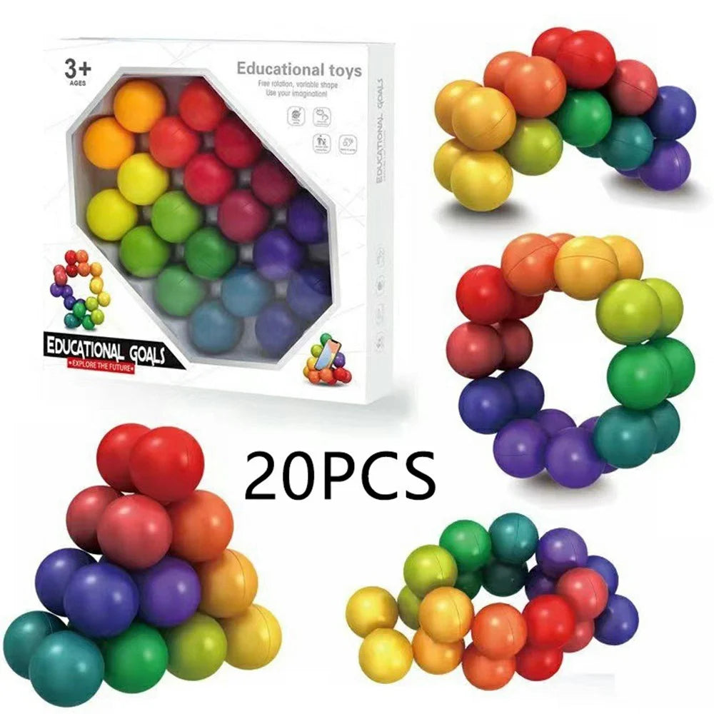 20Pcs 2.0cm Rainbow Connectable Ball 3D Puzzle Stress Relief Educational Building Toy - 1