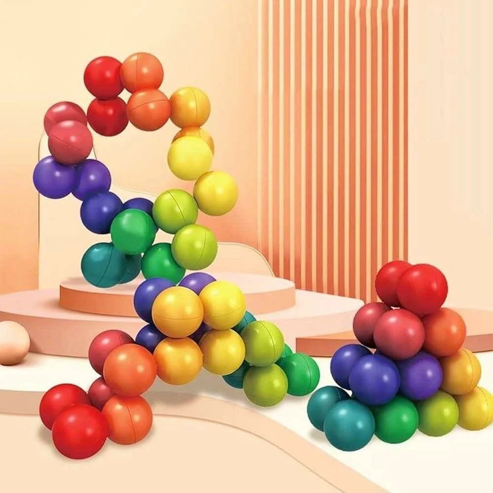 20Pcs 2.0cm Rainbow Connectable Ball 3D Puzzle Stress Relief Educational Building Toy - 2