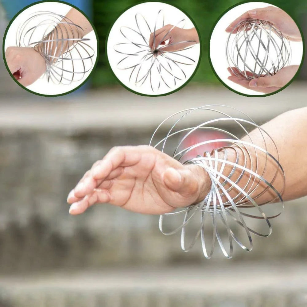 3D Magic Coil Stress Relief Toy Stainless Steel Kinetic Spiral Anti Anxiety Decompression Toy - Silver - 3
