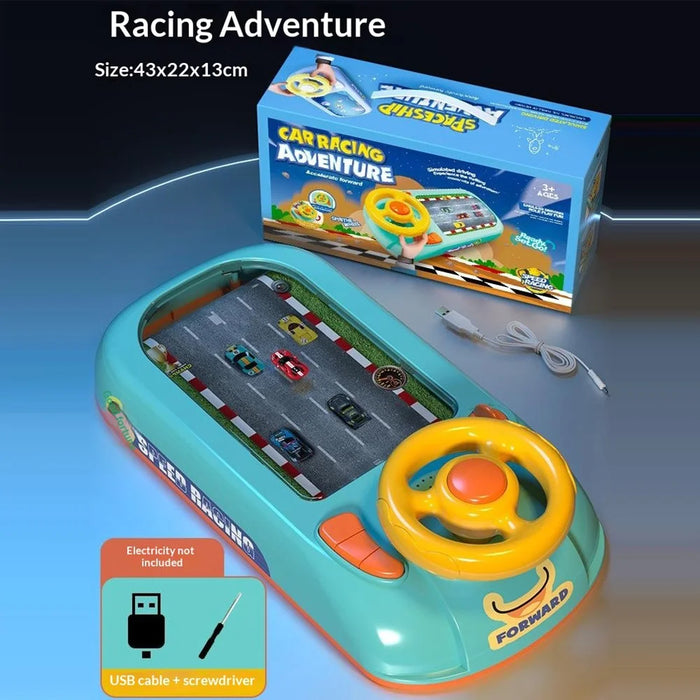 Children Steering Wheel Toy Simulated Driving Racing Car Game Kids Gift, 200 Levels - Green - 2