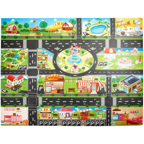 LH001 130 x 100cm Baby Play Mat Waterproof Road Map Educational Rug Toddler Crawling Carpet - 1