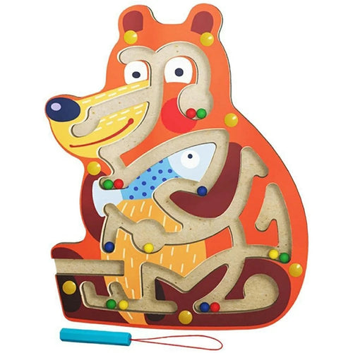 Cartoon Bear Design Wooden Magnetic Maze Board Game Educational Toy for Kids - 1