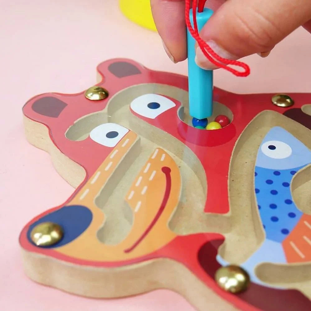 Cartoon Bear Design Wooden Magnetic Maze Board Game Educational Toy for Kids - 5