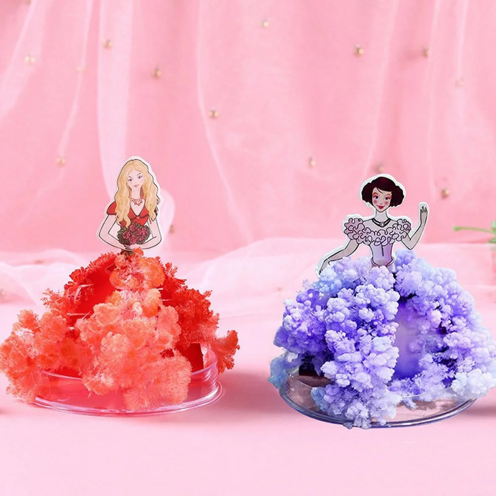 Magic Paper Tree Toy Growing Blossom Tree with Princess Dress Design Tabletop Decor - Blue - 5