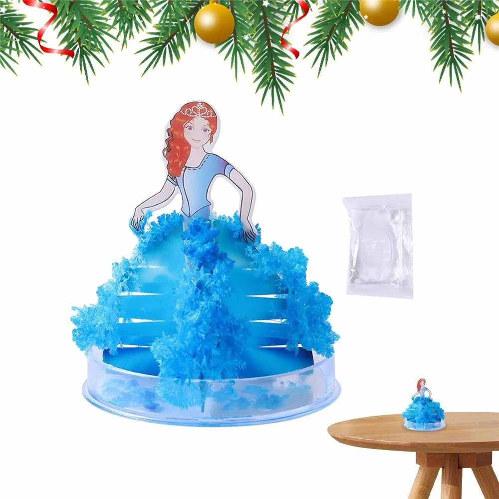 Magic Paper Tree Toy Growing Blossom Tree with Princess Dress Design Tabletop Decor - Blue - 7