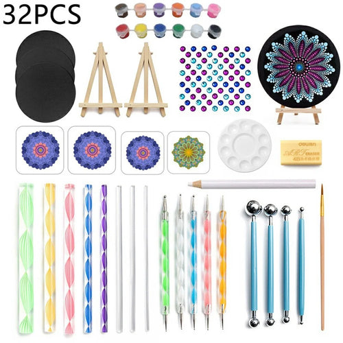 32Pcs / Set Mandala Dotting Tools DIY Painting Art Kit with Mandala Stencils Paint Tray - 1