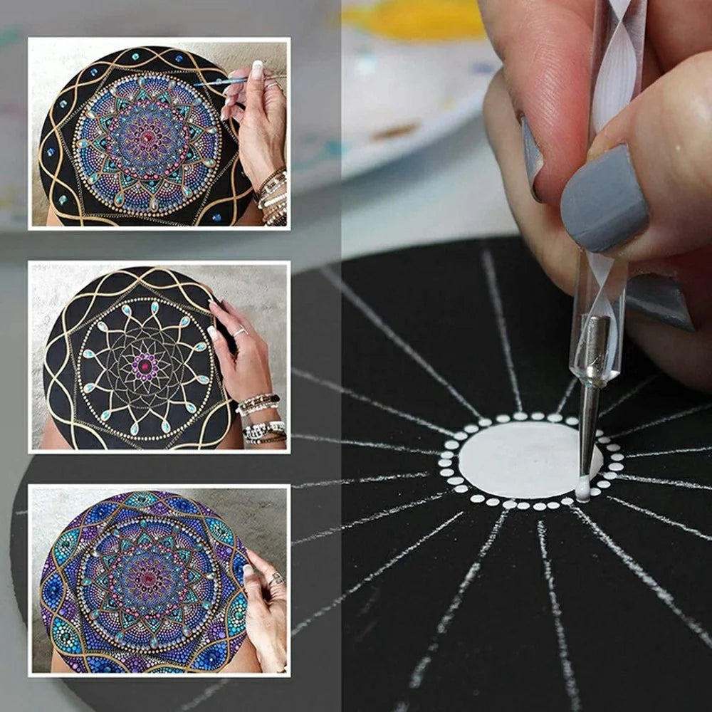 32Pcs / Set Mandala Dotting Tools DIY Painting Art Kit with Mandala Stencils Paint Tray - 3