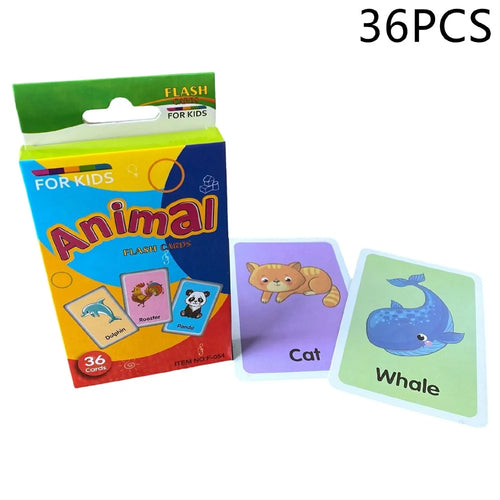 36Pcs Animal Flash Cards Baby Educational English Word Learning Cards for Early Development - 1