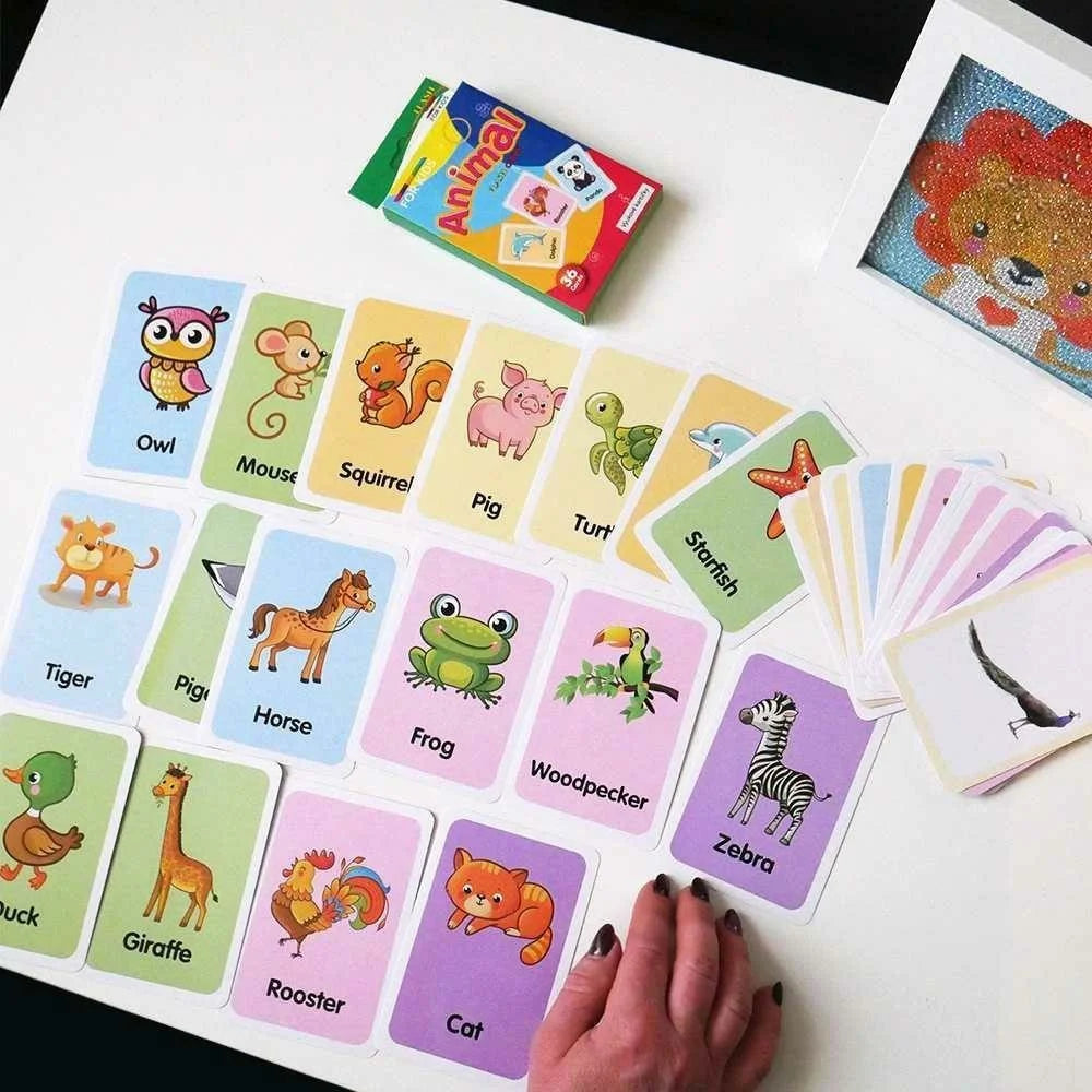 36Pcs Animal Flash Cards Baby Educational English Word Learning Cards for Early Development - 3