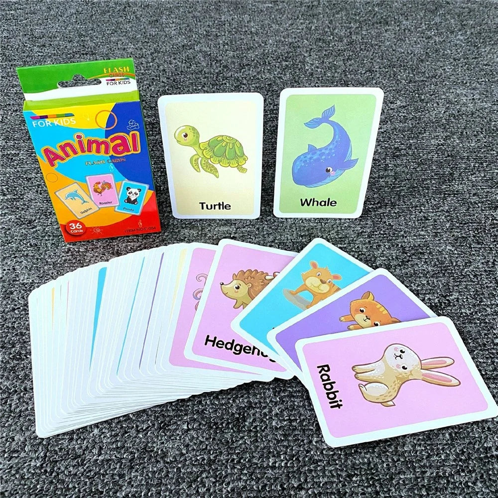 36Pcs Animal Flash Cards Baby Educational English Word Learning Cards for Early Development - 5