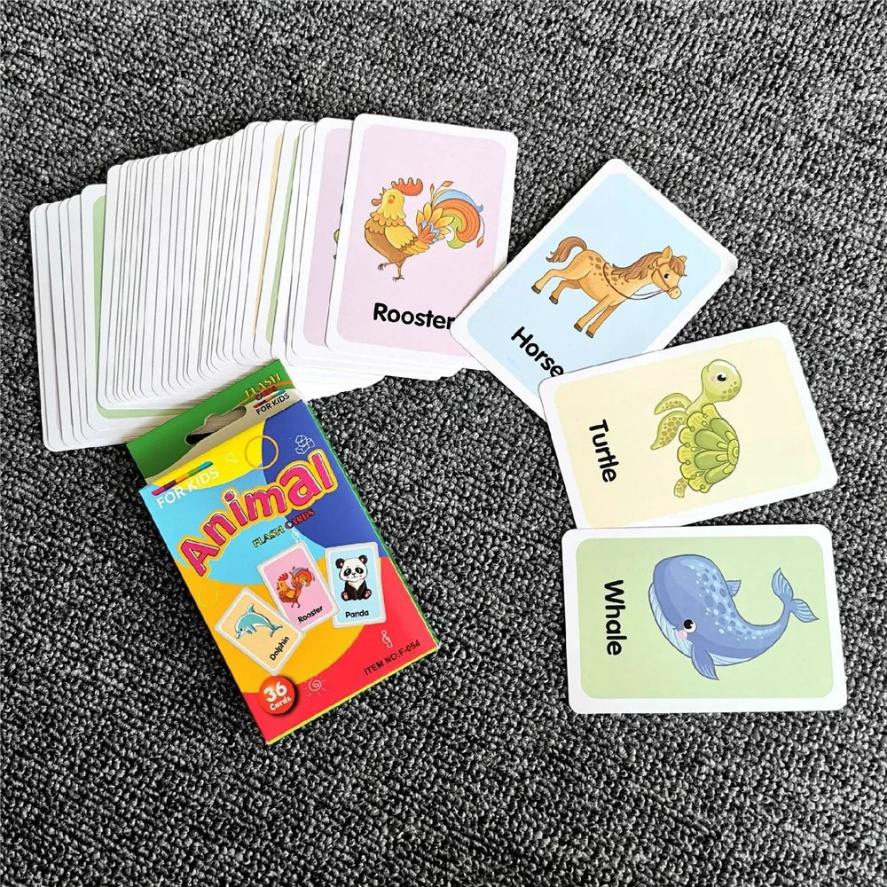 36Pcs Animal Flash Cards Baby Educational English Word Learning Cards for Early Development - 7