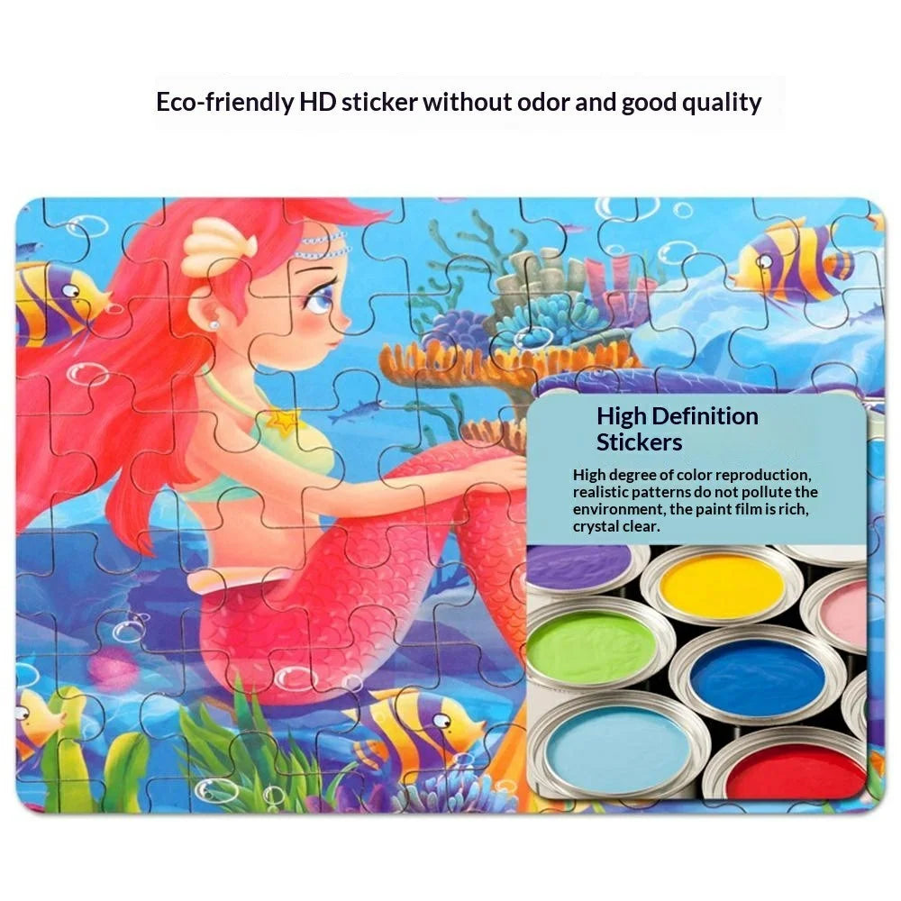 60Pcs / Set Mermaid Theme Wooden Jigsaw Puzzle for Kids Early Learning Educational Toy - 3