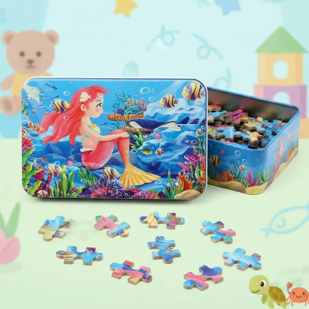 60Pcs / Set Mermaid Theme Wooden Jigsaw Puzzle for Kids Early Learning Educational Toy - 5