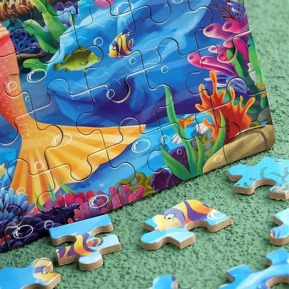 60Pcs / Set Mermaid Theme Wooden Jigsaw Puzzle for Kids Early Learning Educational Toy - 6
