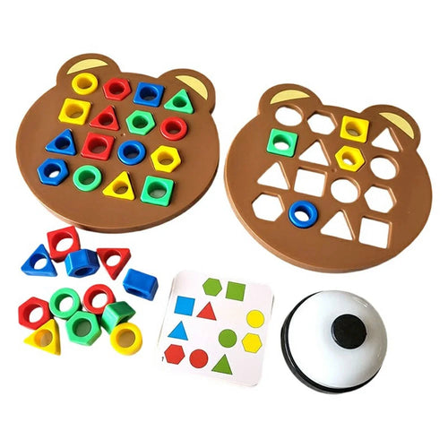 Little Bear Geometric Shape Matching Puzzle Educational Cognitive Training Game Kids Toy Gift - Multi-color - 1