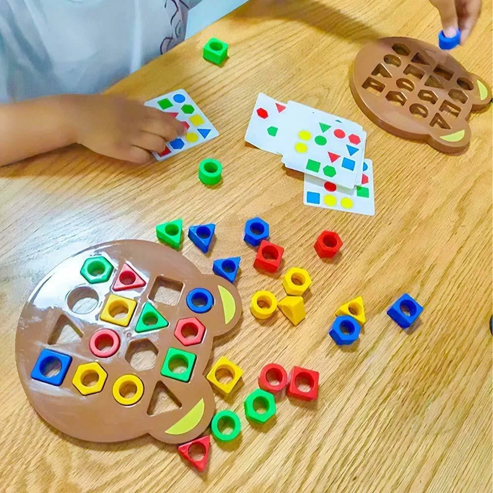 Little Bear Geometric Shape Matching Puzzle Educational Cognitive Training Game Kids Toy Gift - Multi-color - 2