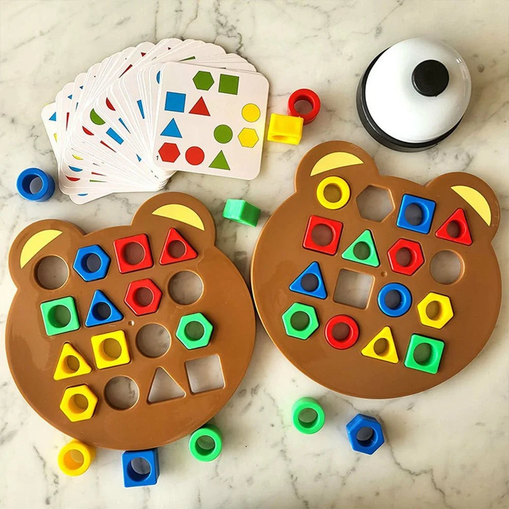 Little Bear Geometric Shape Matching Puzzle Educational Cognitive Training Game Kids Toy Gift - Multi-color - 4