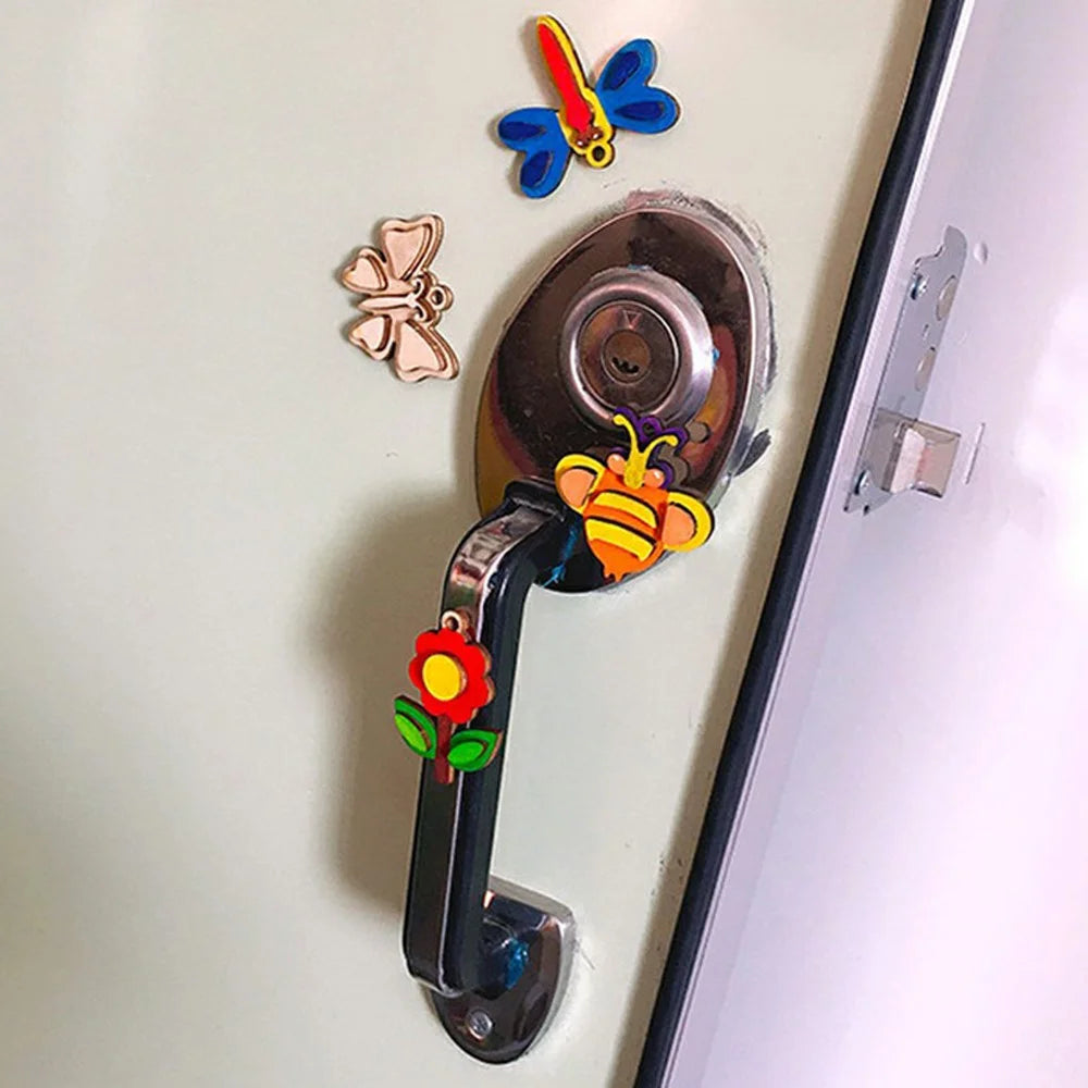 12Pcs DIY Animal Fridge Magnet Kit Refrigerator Magnetic Stickers Wooden Painting Set Kids Gift - Burlywood - 2