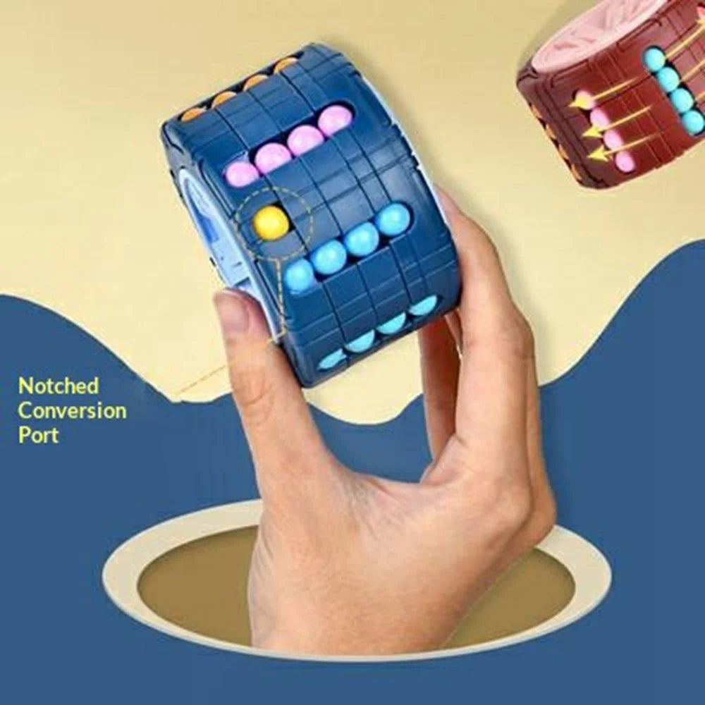117C Hamburger Cylinder Cube Magical Spinner Bean Puzzle Game Finger Gyro Kids Toy Gift - Red - 4