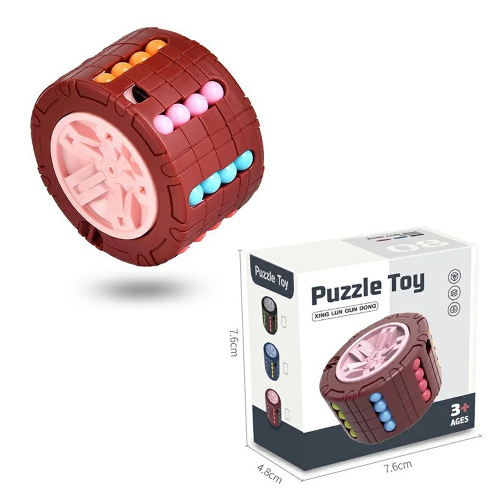 117C Hamburger Cylinder Cube Magical Spinner Bean Puzzle Game Finger Gyro Kids Toy Gift - Red - 6