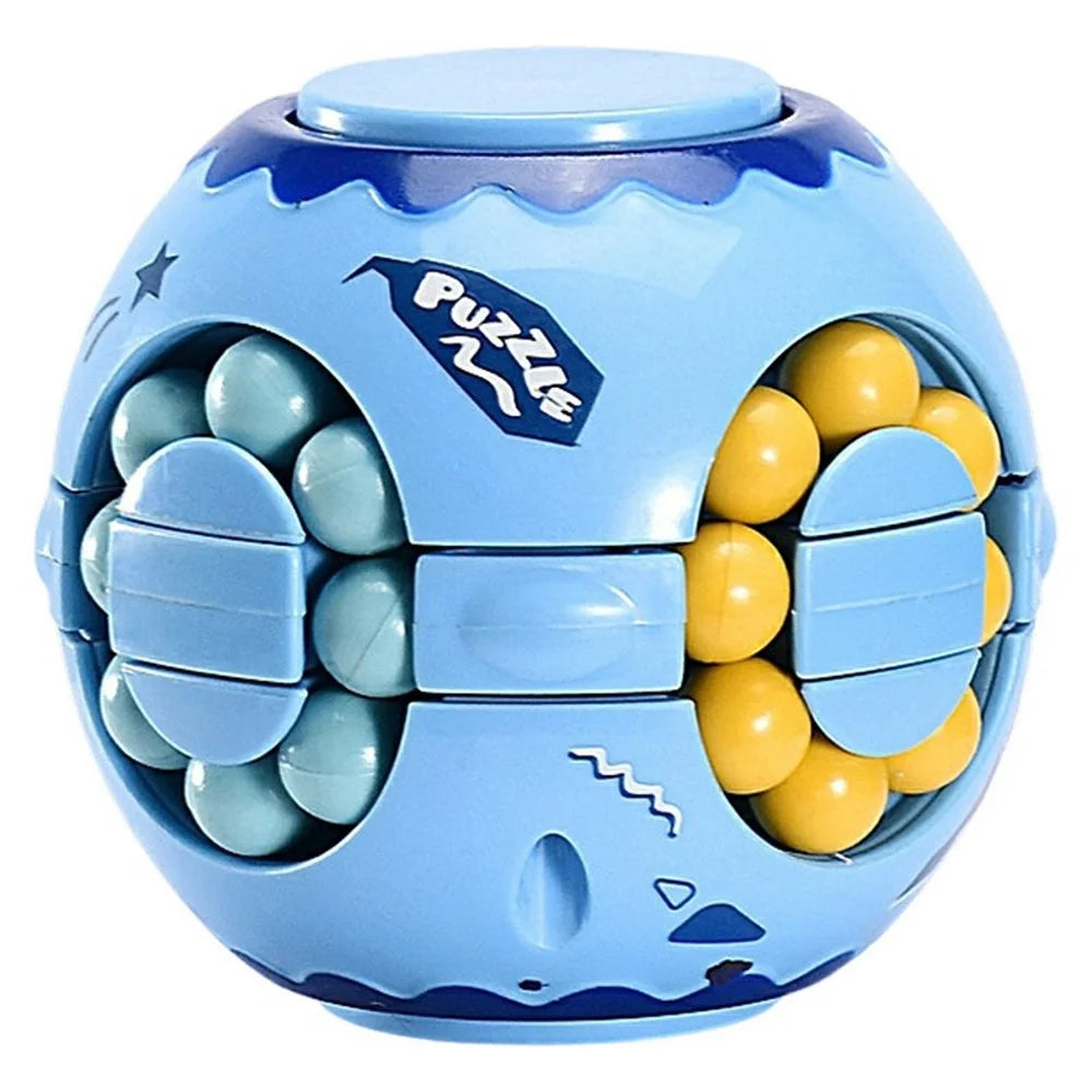 117M Rotate Slide Magic Bean Puzzle Cube Gyro Spinner Toy Fingertips Rotation Games Gift for Kid - Blue - 1