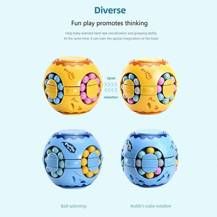 117M Rotate Slide Magic Bean Puzzle Cube Gyro Spinner Toy Fingertips Rotation Games Gift for Kid - Blue - 4