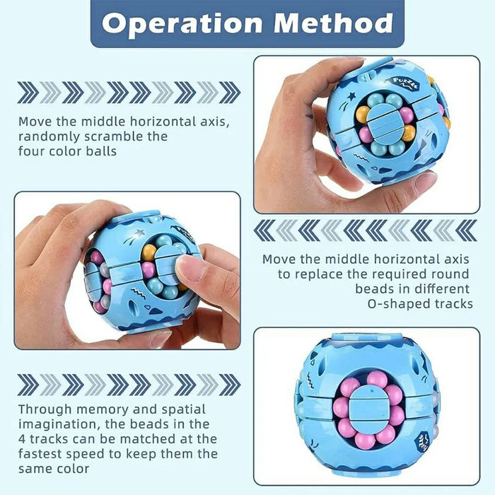 117M Rotate Slide Magic Bean Puzzle Cube Gyro Spinner Toy Fingertips Rotation Games Gift for Kid - Blue - 5