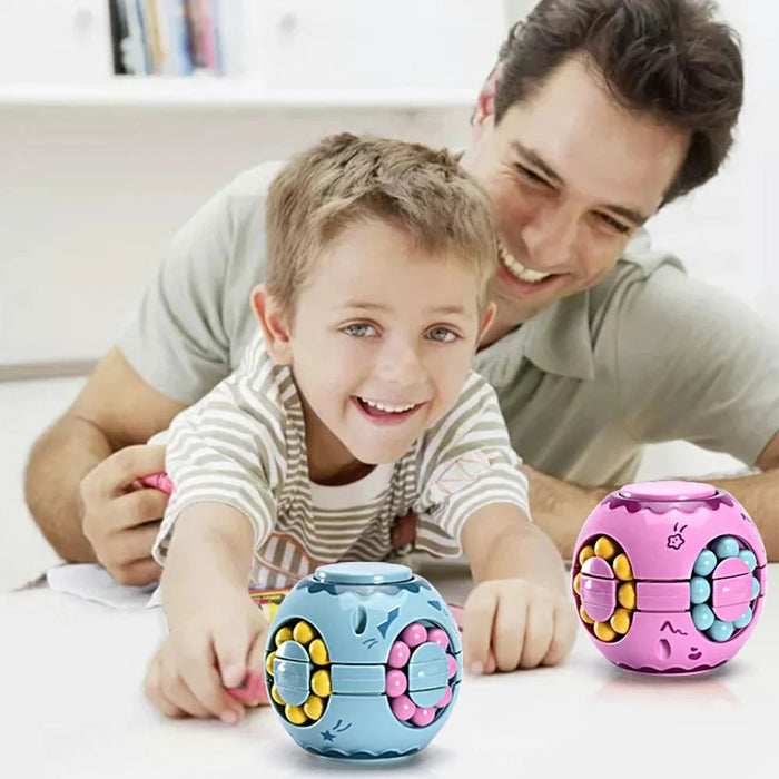 117M Rotate Slide Magic Bean Puzzle Cube Gyro Spinner Toy Fingertips Rotation Games Gift for Kid - Blue - 6