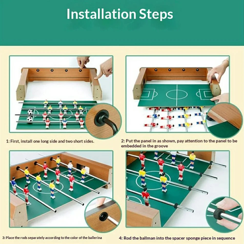 Mini Wooden Desktop Football Table Game Double Player Interactive Indoor Soccer Toy, 34.5 x 21.5 x 8cm - 6