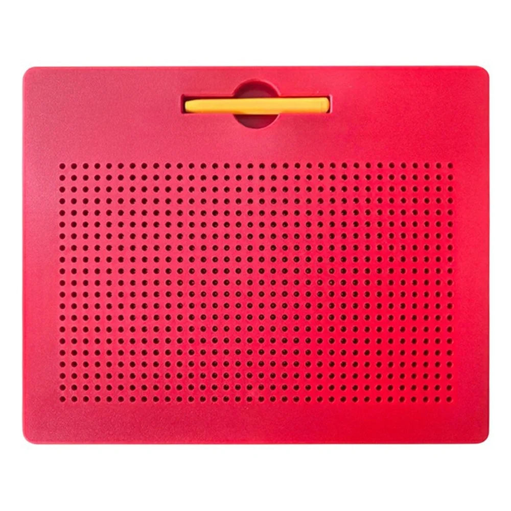 Magnetic Bead Drawing Board 714 Beads Educational Toy Reusable Writing Pad Large Size with Magnetic Stylus - Red - 1