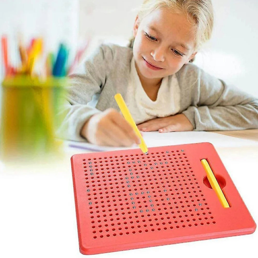 Magnetic Bead Drawing Board 714 Beads Educational Toy Reusable Writing Pad Large Size with Magnetic Stylus - Red - 2