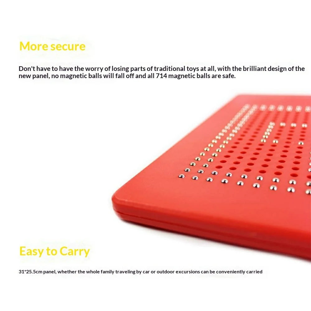 Magnetic Bead Drawing Board 714 Beads Educational Toy Reusable Writing Pad Large Size with Magnetic Stylus - Red - 4
