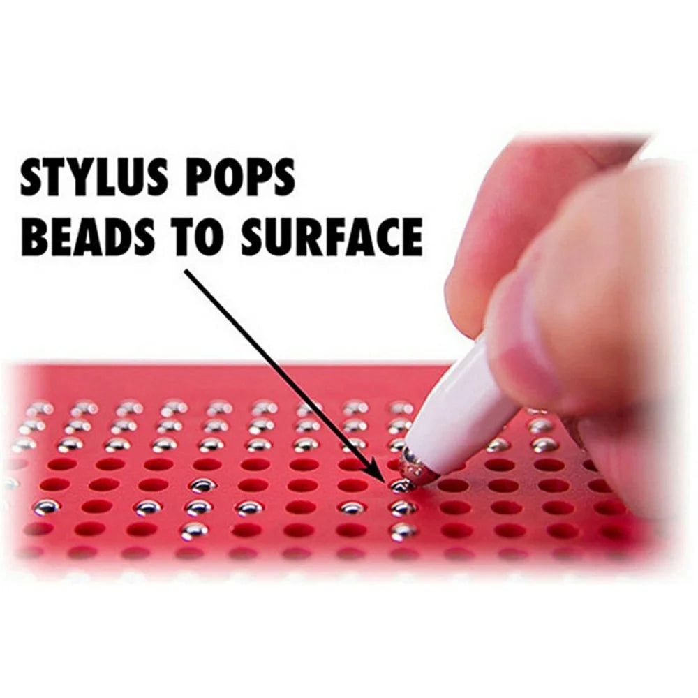 Magnetic Bead Drawing Board 714 Beads Educational Toy Reusable Writing Pad Large Size with Magnetic Stylus - Red - 5