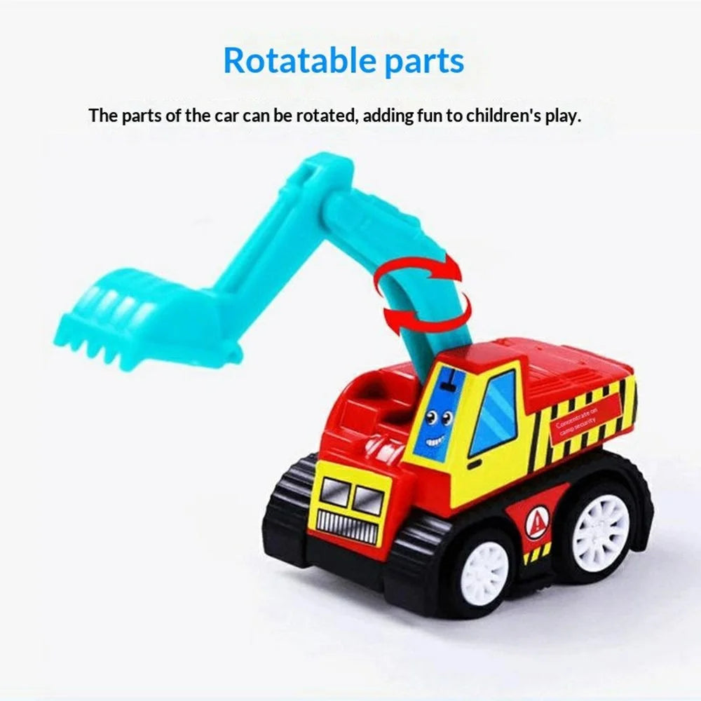 6 Pcs Set Children Construction Vehicle Toy Pull Back Cars Cartoon Engineering Trucks Educational Playset Gift, Color Random - 3