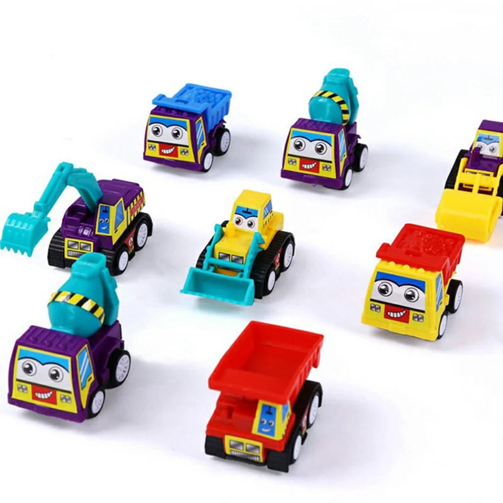 6 Pcs Set Children Construction Vehicle Toy Pull Back Cars Cartoon Engineering Trucks Educational Playset Gift, Color Random - 7