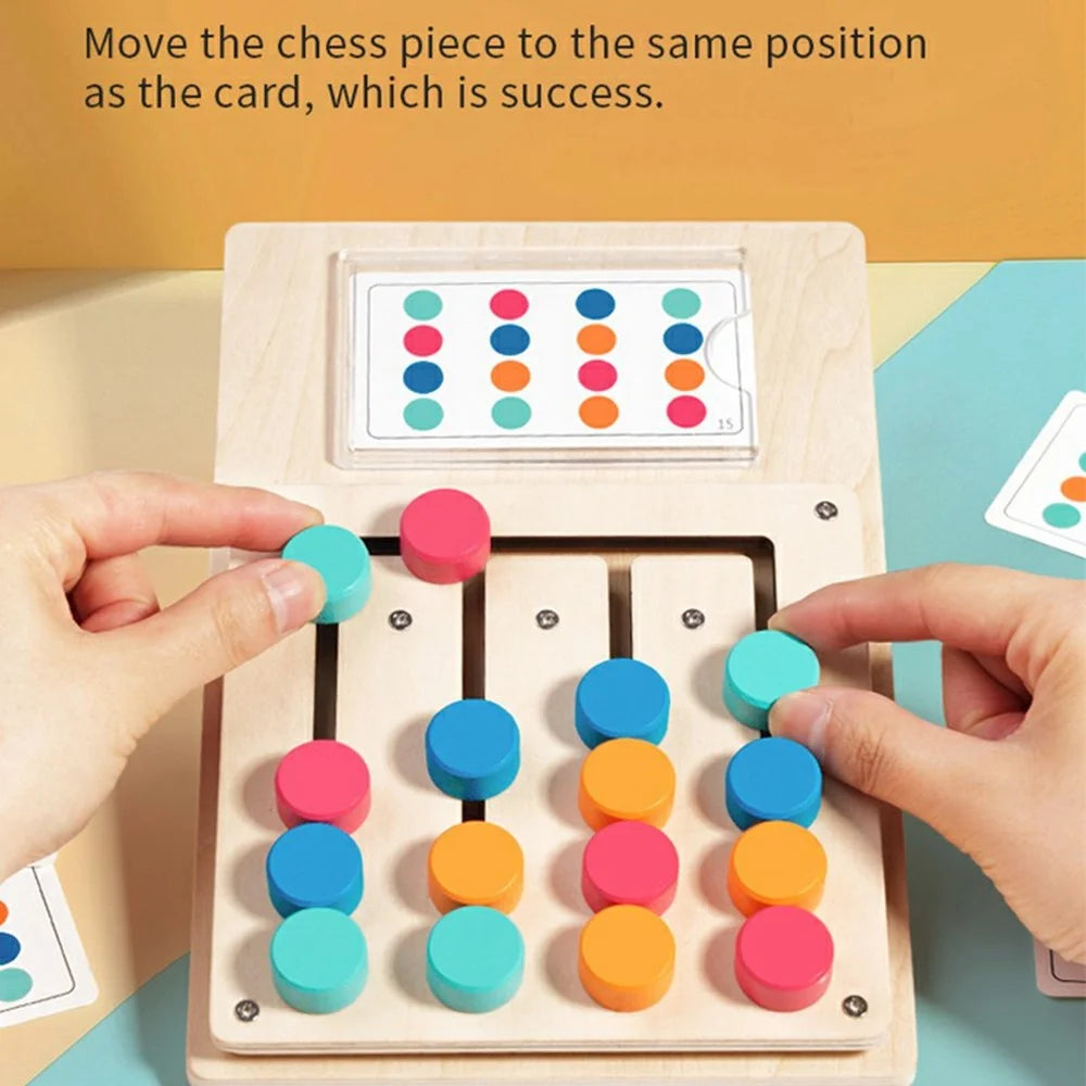 MWDH-2405 Four Color Matching Cognition Learning Game Board Wooden Logic Thinking Toy for Children - 2