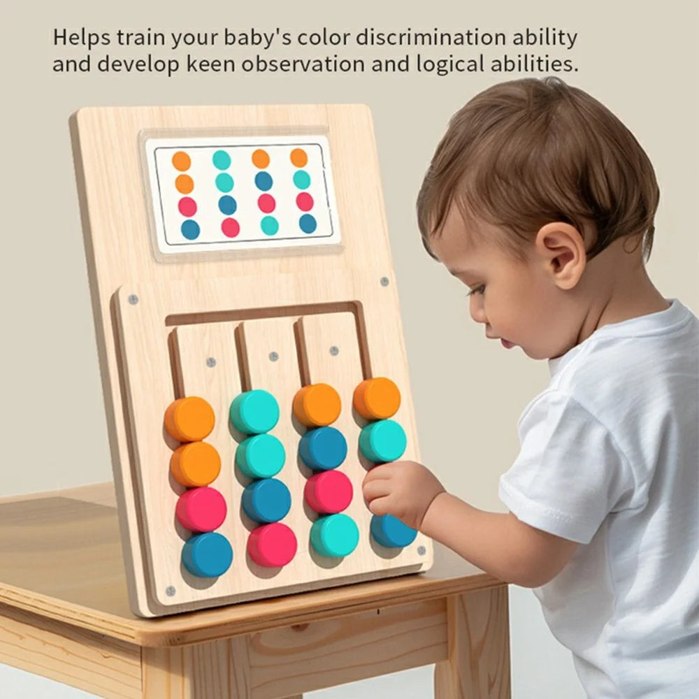 MWDH-2405 Four Color Matching Cognition Learning Game Board Wooden Logic Thinking Toy for Children - 3