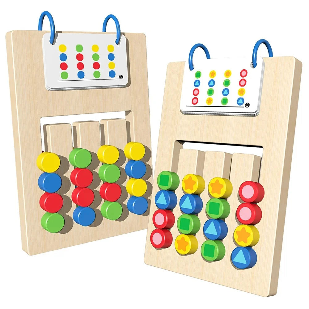 MWDH-2406 Preschool Four Color Shape Matching Game for Kids Wooden Cognitive Thinking Early Learning Toy - 1