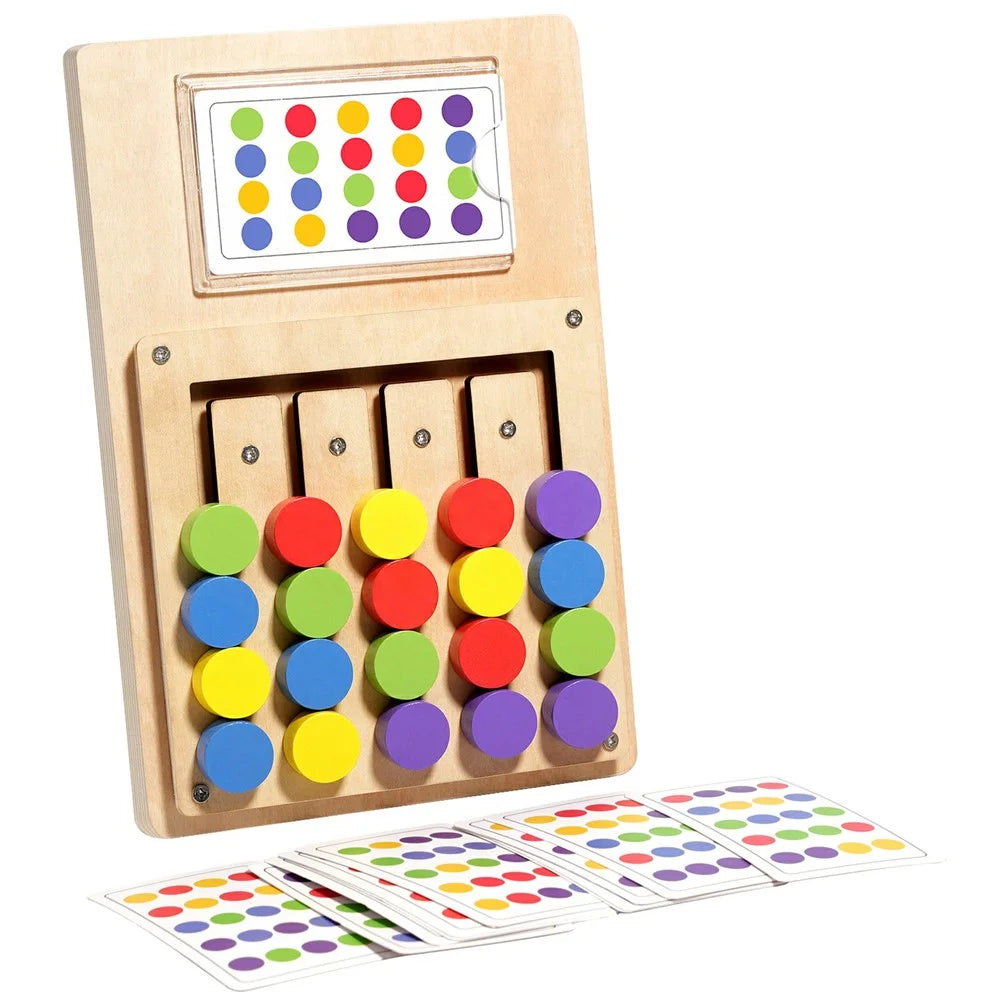MWDH-2510 Five Color Matching Logic Positioning Game Board Wooden Educational Cognitive Development Toy - 1