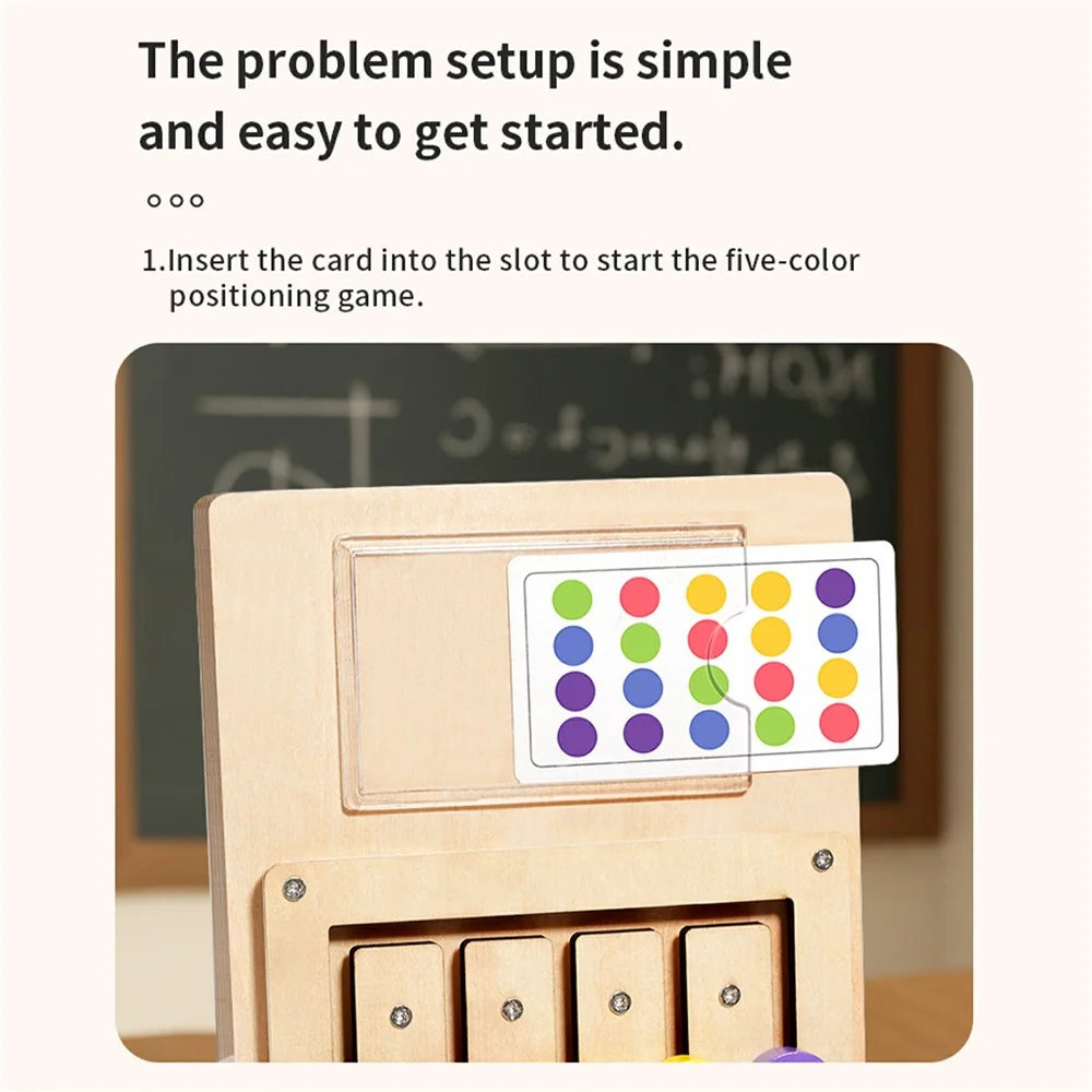 MWDH-2510 Five Color Matching Logic Positioning Game Board Wooden Educational Cognitive Development Toy - 2