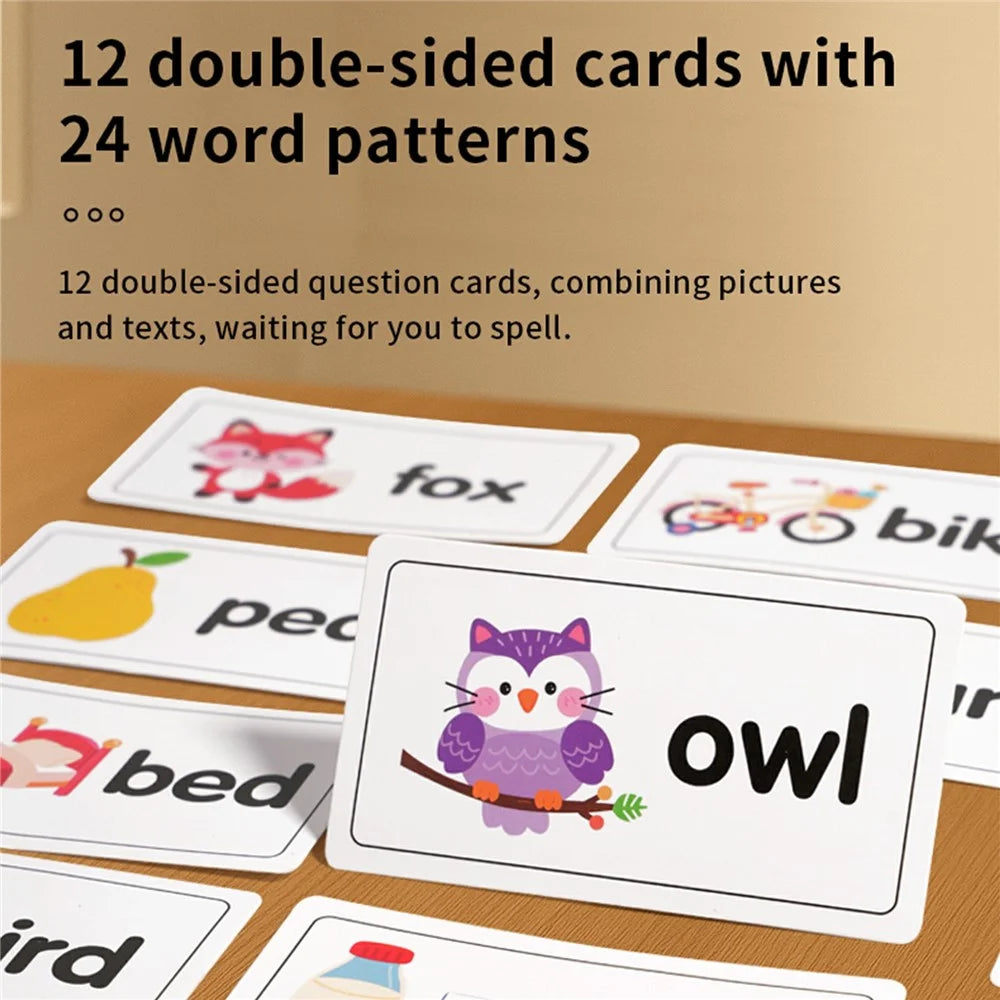 MWDH-2511 Alphabet Matching Game Letter Spelling Board Wooden Matching Words Toy with Colorful Letters for Kids Educational Toy - 2